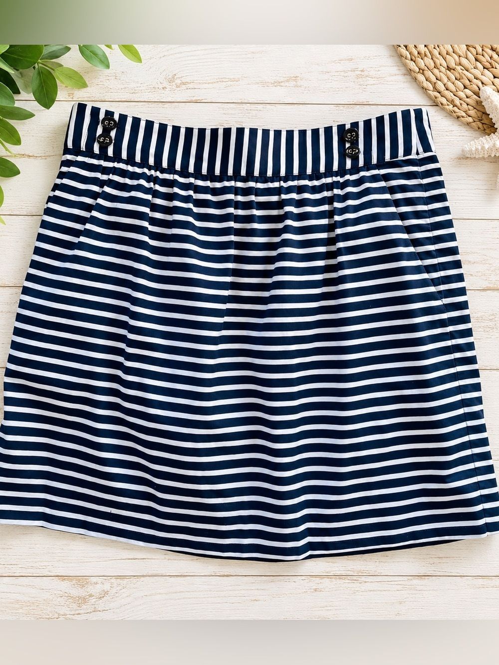 Vineyard Vines Striped A-Line Skirt Women’s Size 6 Navy White Preppy Coastal